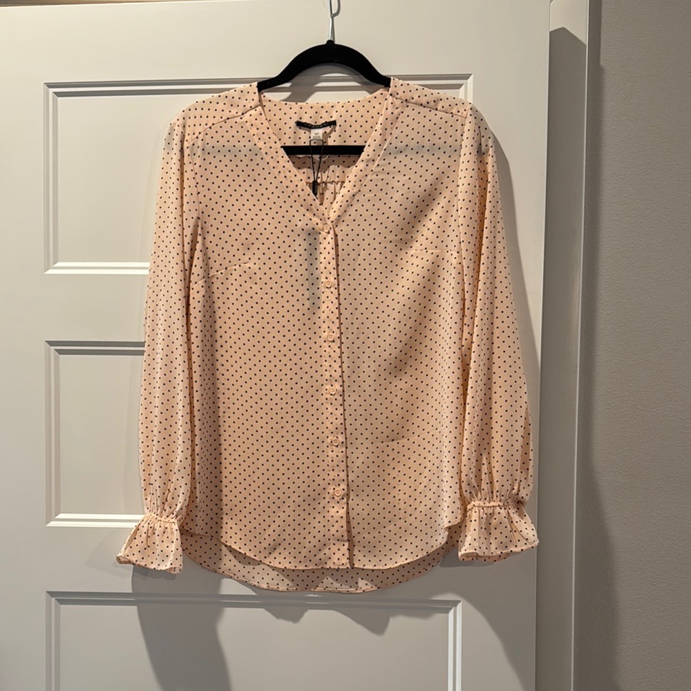 Tahari Pink Ruffled 3/4 Sleeve Blouse